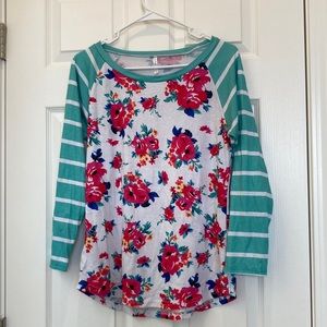 Lucky, Longsleeve Striped, Floral Shirt